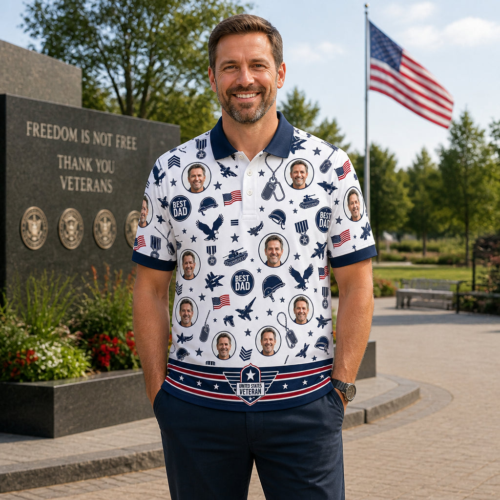 Veteran Dad AOP Polo - Lifestyle 1