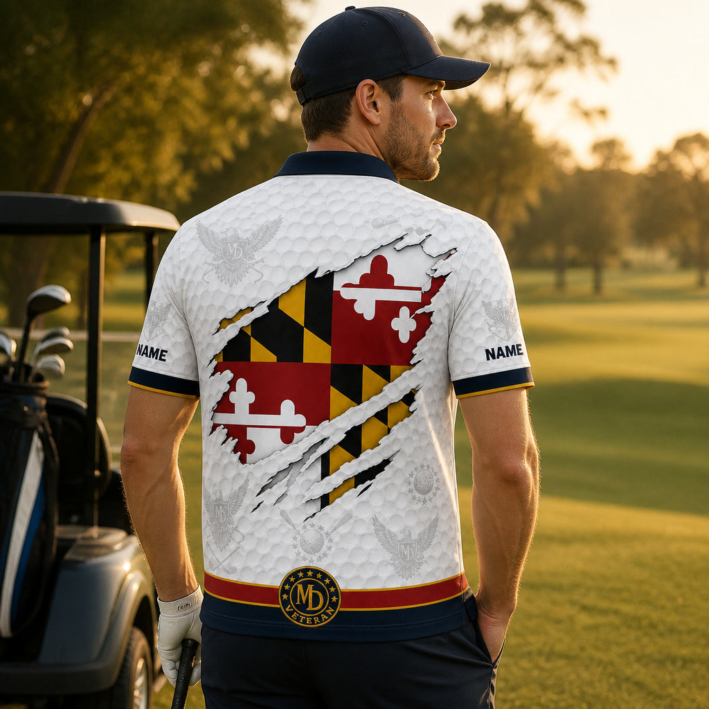 Maryland Flag Eagle Veteran Polo - How to customize