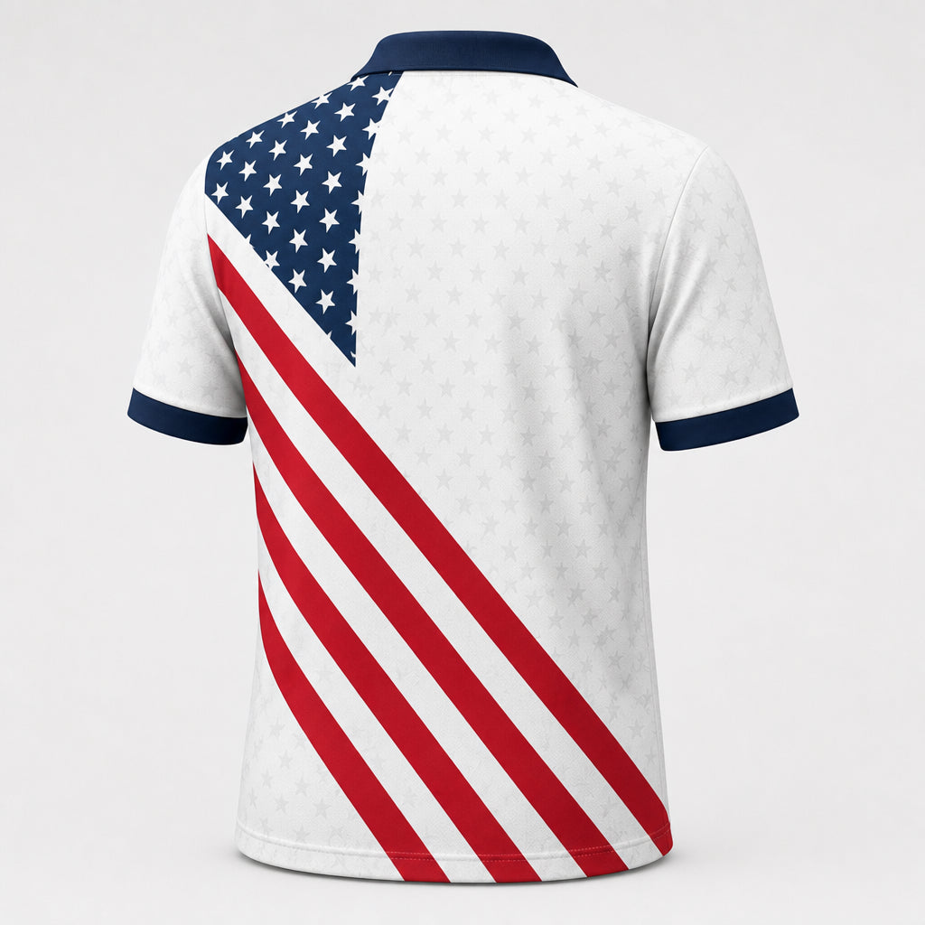 America 250 Anniversary Polo – Custom Name Sleeves - Back view