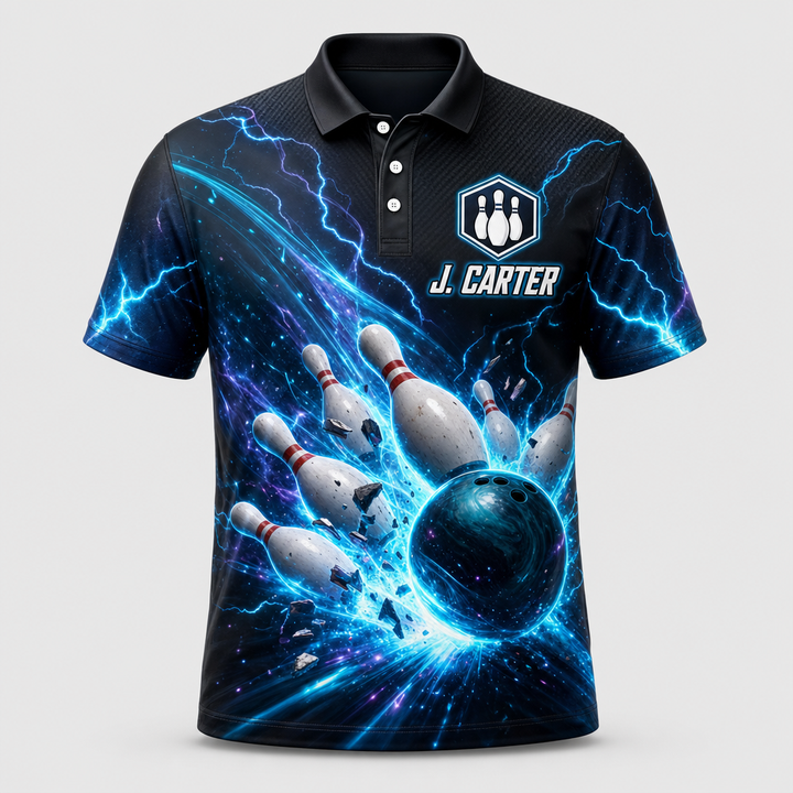 Electric Strike Bowling Polo – Custom Team & Name - Hero