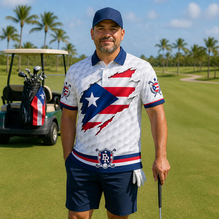 Puerto Rico Flag Eagle Golf Polo - Lifestyle 1