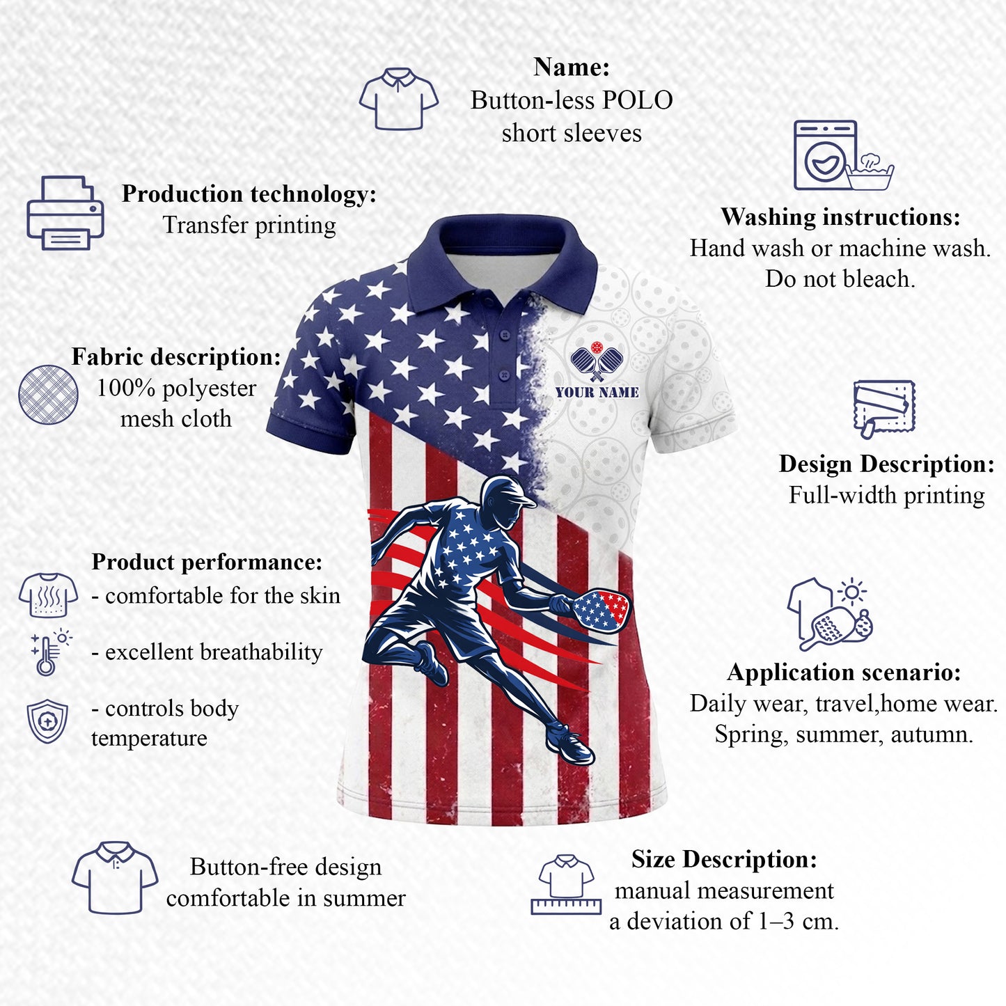 Women's Custom Pickleball Polo Shirt American Flag