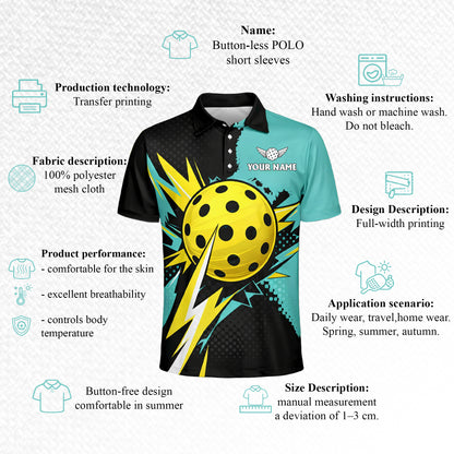 Custom Pickleball Polo Shirt Personalized Name Team Jersey Breathable Mesh Sports Shirt