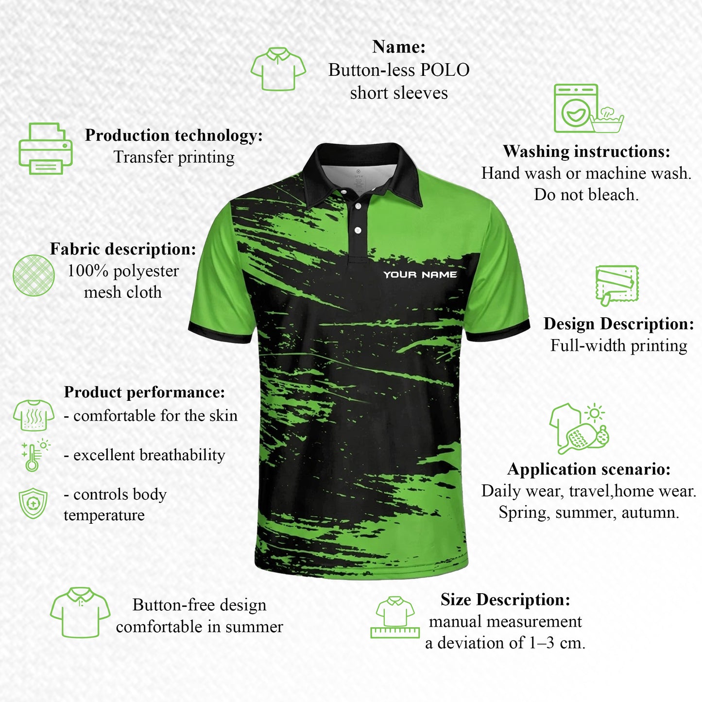 Custom Name Pickleball Polo Shirt Green Black Performance Team Jersey Unisex