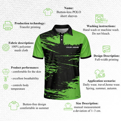 Custom Name Pickleball Polo Shirt Green Black Performance Team Jersey Unisex