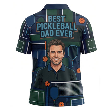 Best Pickleball Dad Ever Custom Portrait Polo Shirt