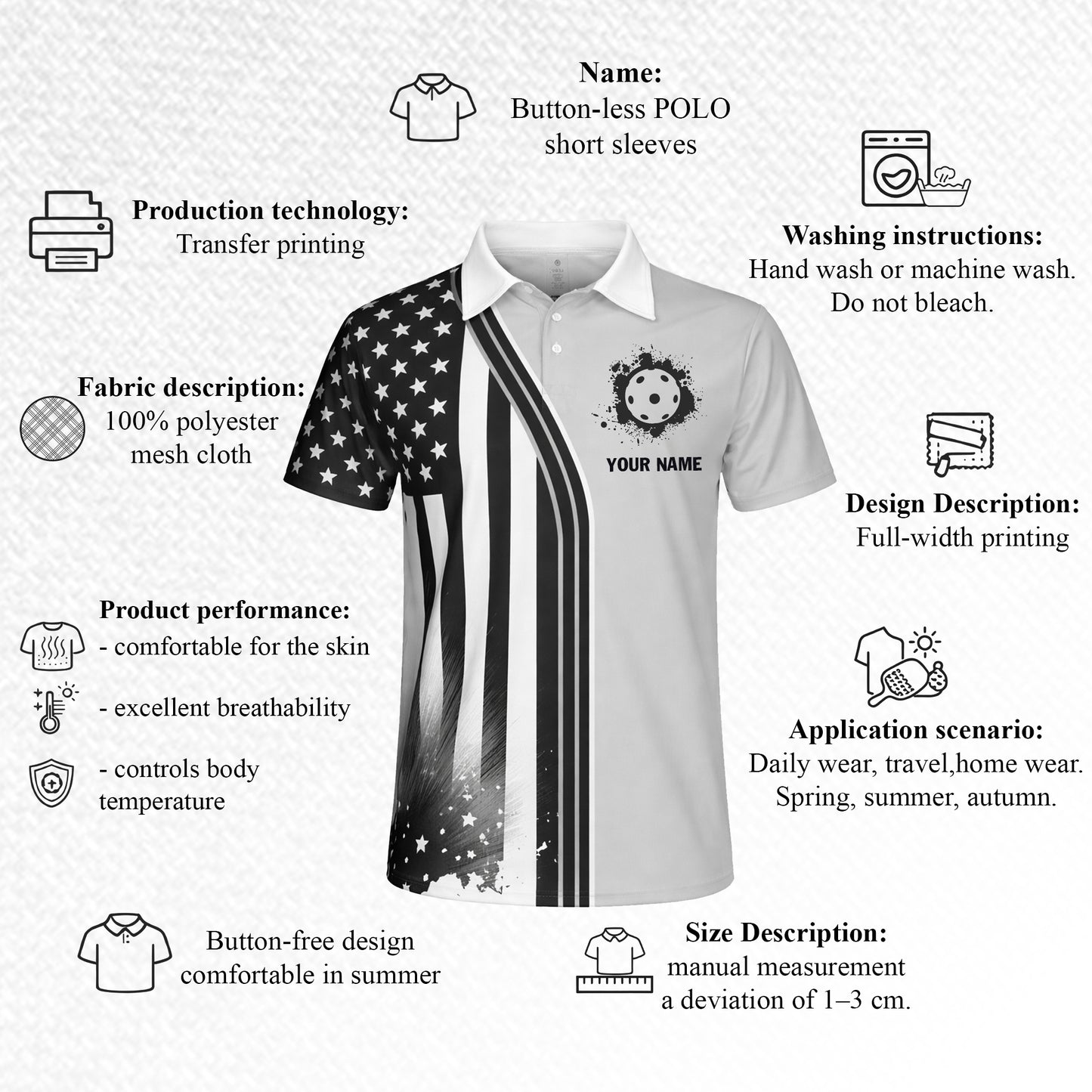 USA Flag Pickleball Polo Shirt Custom Name Funny Real Man Stay Out Of The Kitchen Graphic Performance Unisex Shirt