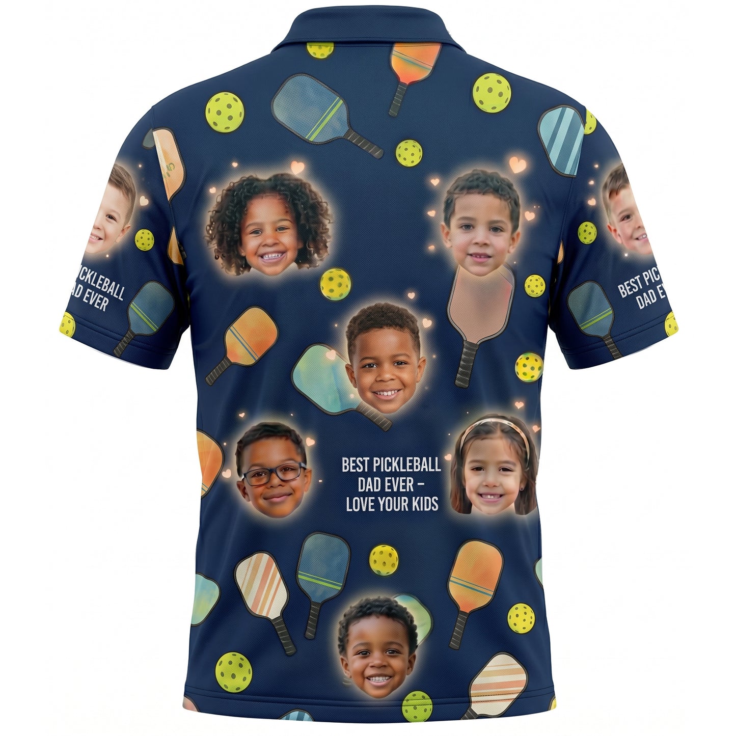 Best Pickleball Dad Ever Custom Kids Face Polo Navy