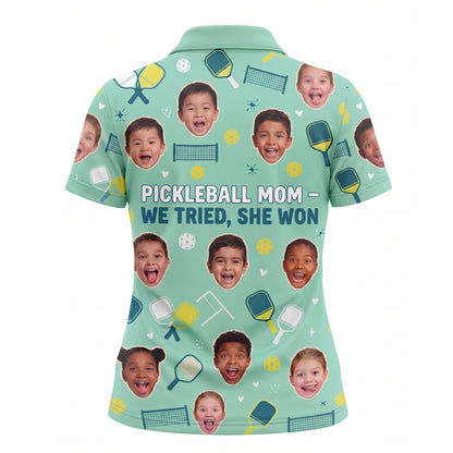 Pickleball Mom We Tried She Won Custom Face Womens Polo