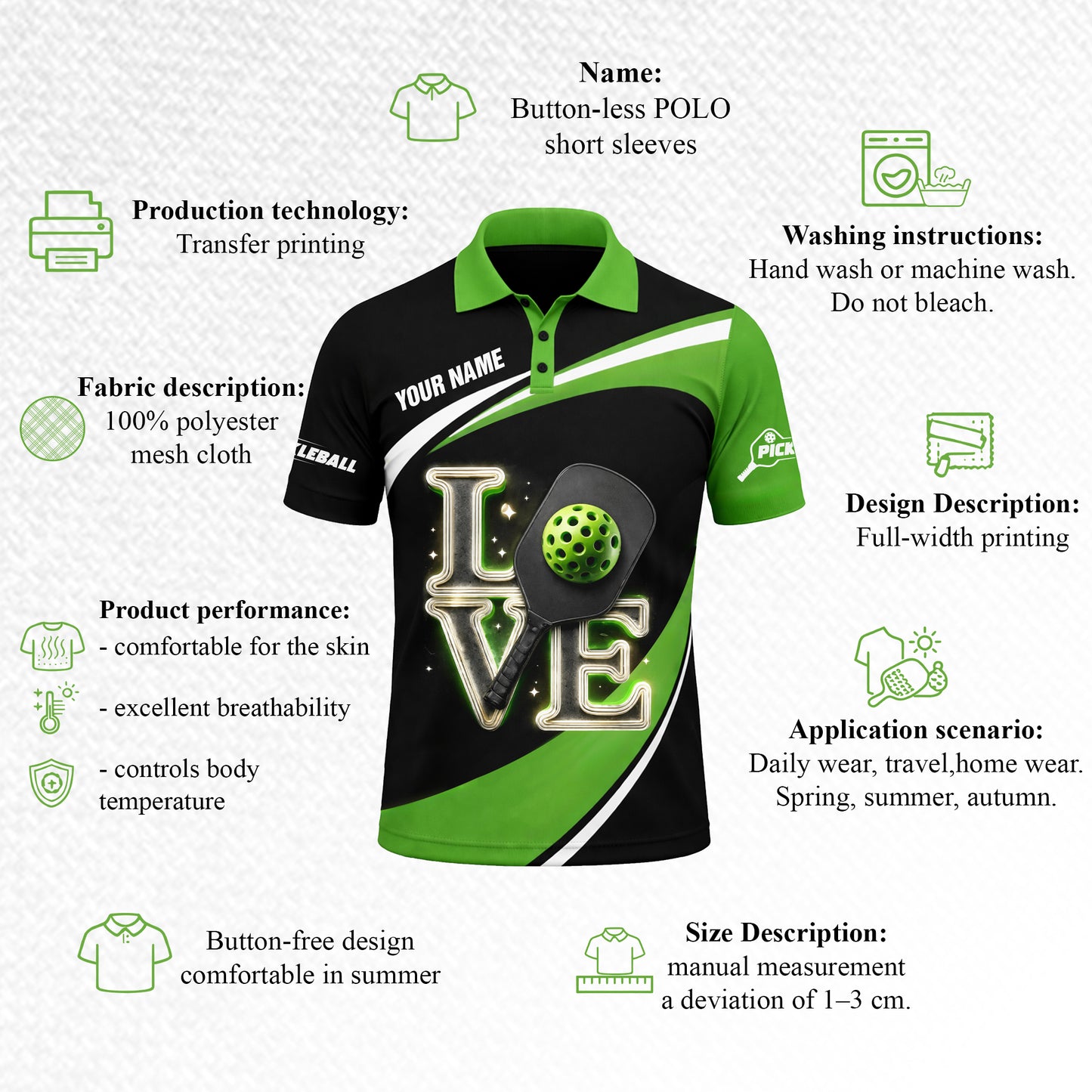 Personalized Pickleball Polo Shirt Love Paddle Design Custom Name Breathable Sports Shirt