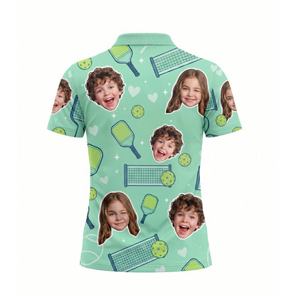 Best Pickleball Mom Ever Custom Kids Photo Polo Mint