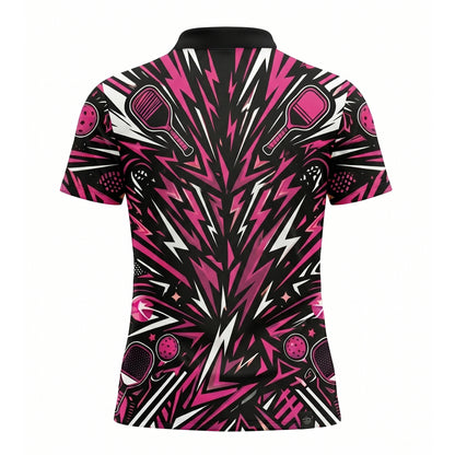 Moms Game Strong Pickleball Polo Shirt for Women Pink