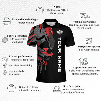 Custom Pickleball Polo Shirt Skull Paddle Design Personalized Team Name Performance Shirt