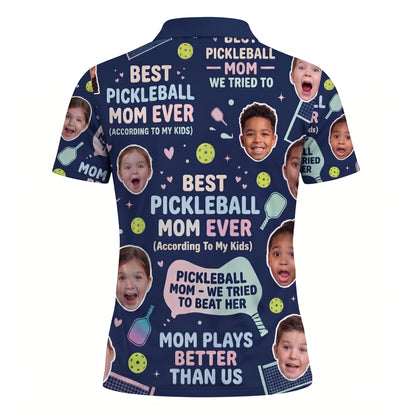 Funny Pickleball Mom Custom Face Navy Polo Shirt