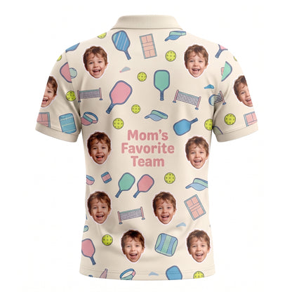 Mom's Favorite Team Custom Kid Face Pickleball Polo