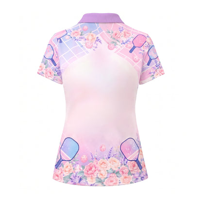 Custom Pickleball Polo Shirt Best Mom Ever Floral Paddle