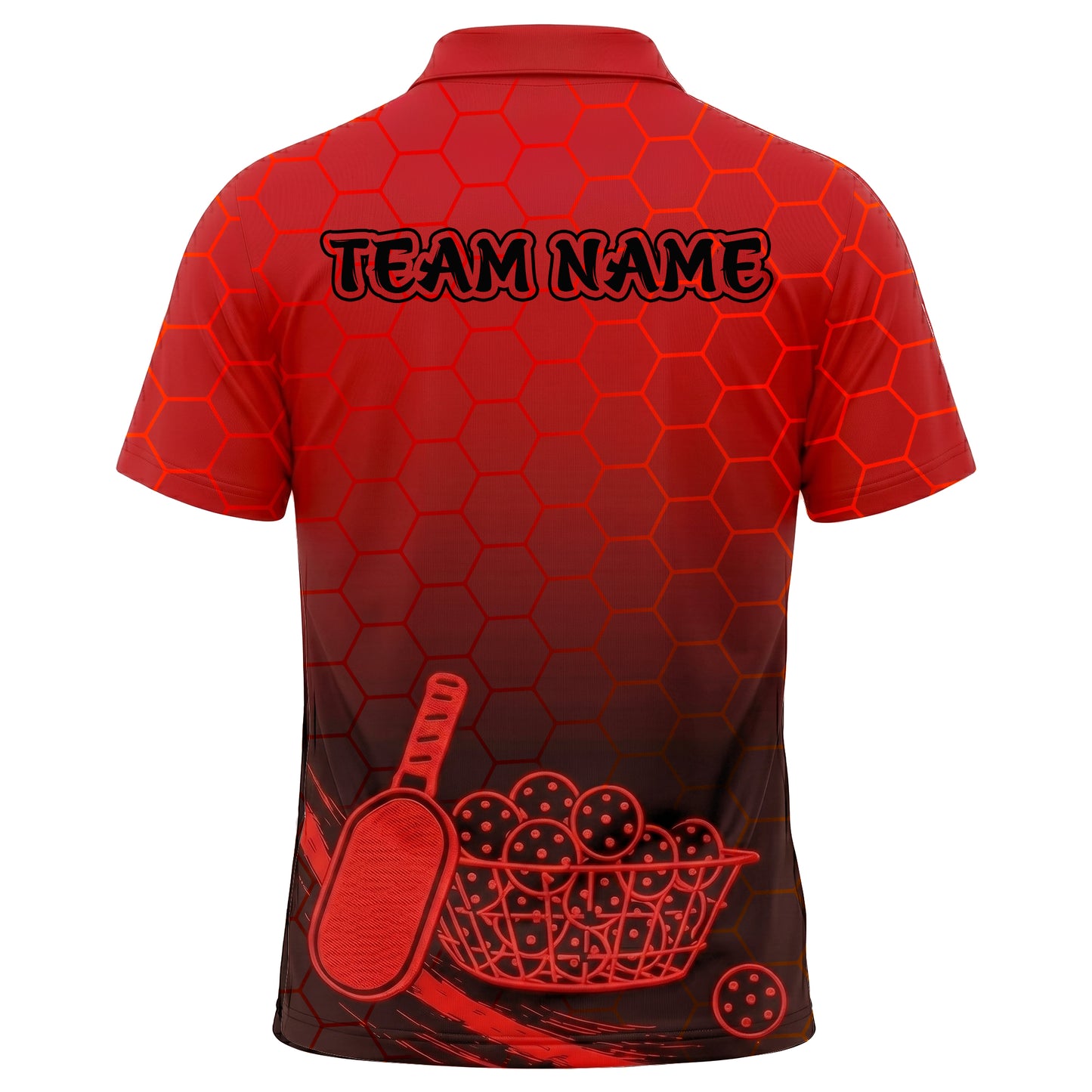 Custom Pickleball Red Hex Polo Shirt