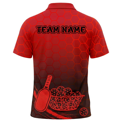 Custom Pickleball Red Hex Polo Shirt