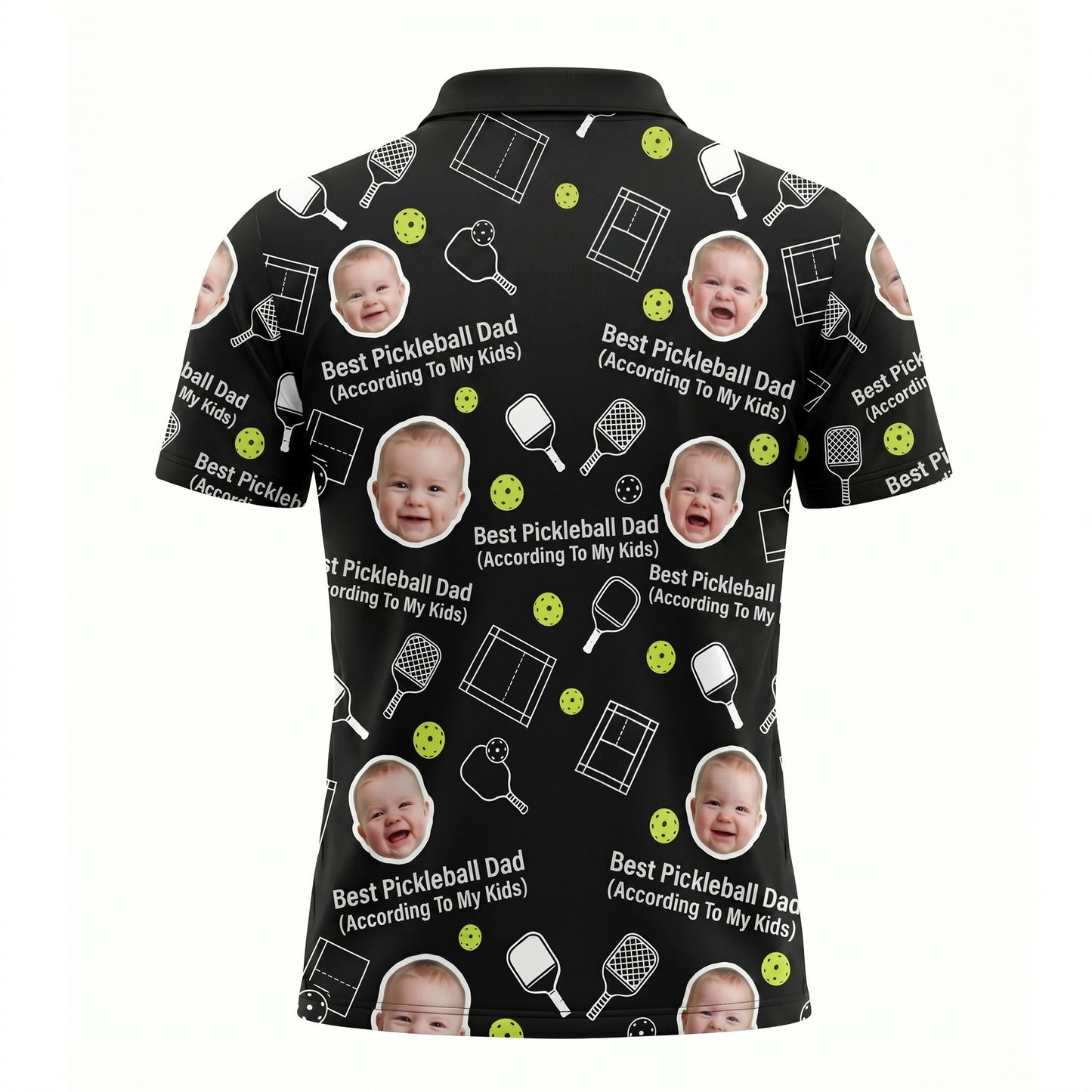 Best Pickleball Dad Custom Kids Photo Polo Black