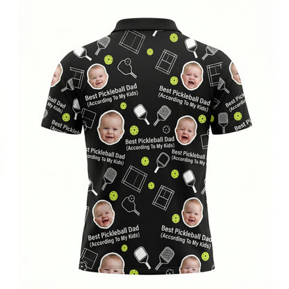 Best Pickleball Dad Custom Kids Photo Polo Black