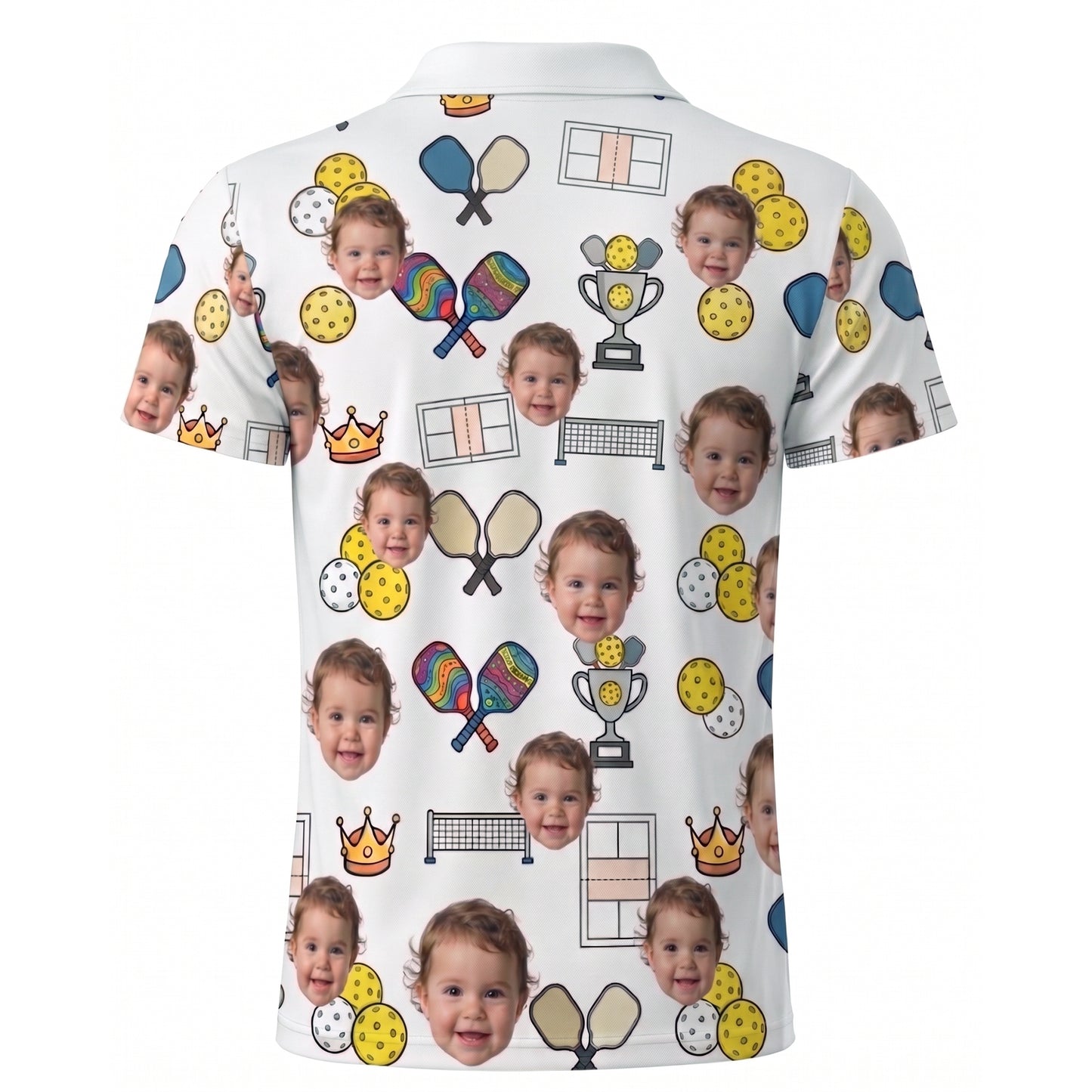 Custom Photo Pickleball Polo Shirt Men Funny Face