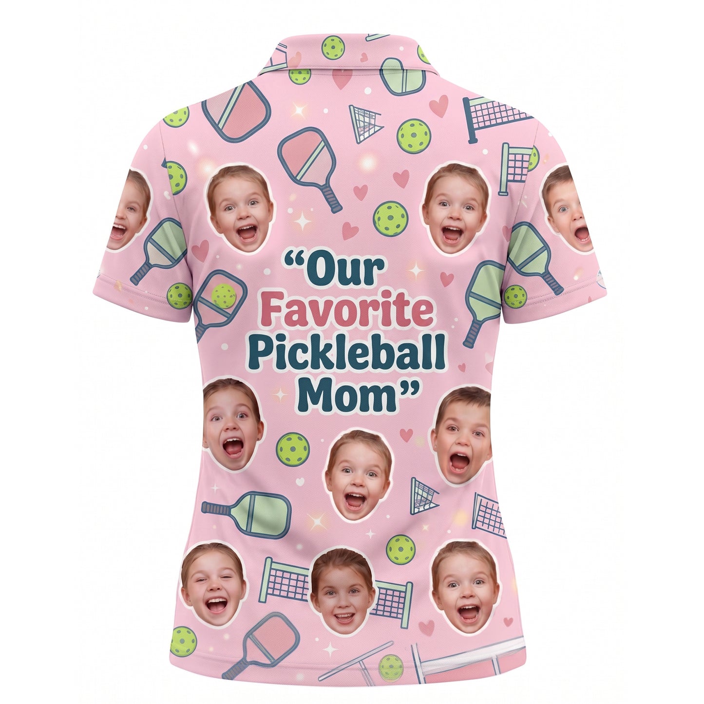 Our Favorite Pickleball Mom Custom Kids Face Polo Pink