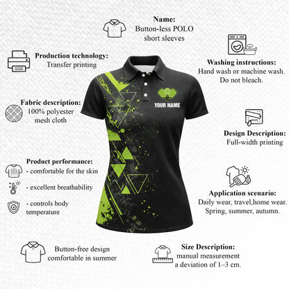 Women Pickleball Polo Shirt Custom Name It s Always Pickleball Season Black Green Sport Design