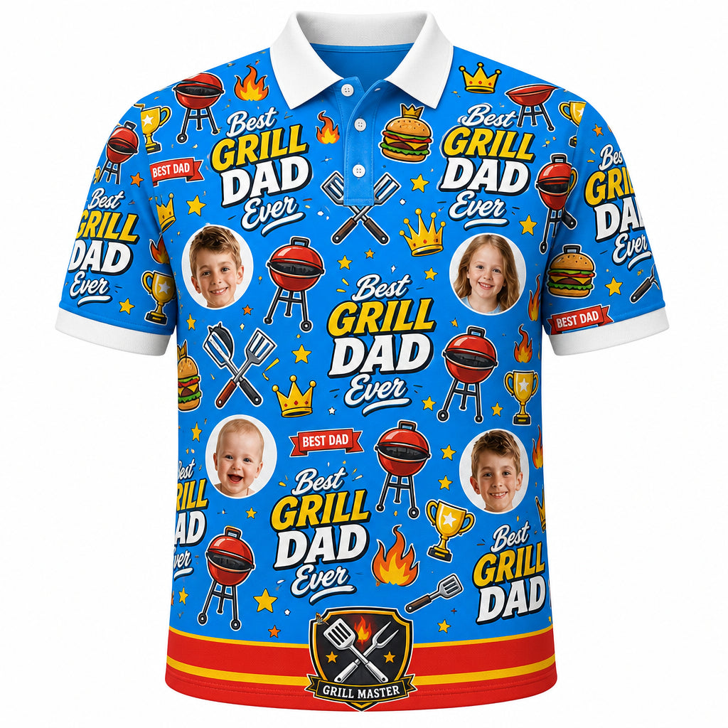 Best Grill Dad Ever Custom Photo Polo - Hero
