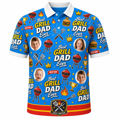 Best Grill Dad Ever Custom Photo Polo - Hero