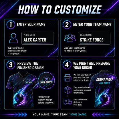 Neon Strike Bowling Polo – Personalized Team & Player Name - How to customize
