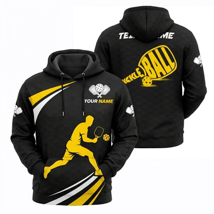 Custom Pickleball Polo Shirt Black Gold Performance Team Jersey Personalized Sports Polo for Men Women