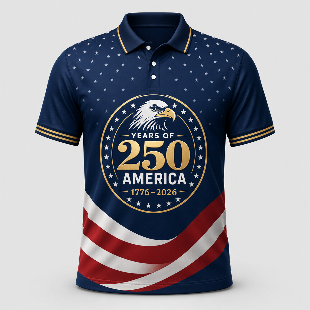 America 250 Eagle Medallion AOP Polo - Hero