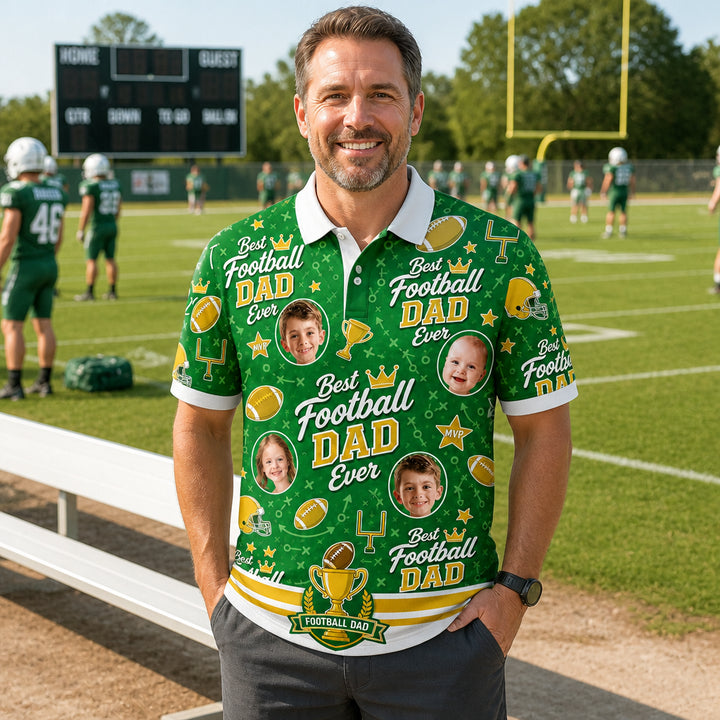 Best Football Dad Ever Custom Photo Polo - Lifestyle 2