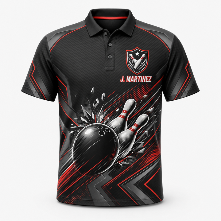 Custom Bowling Team AOP Polo – Name & Team - Hero