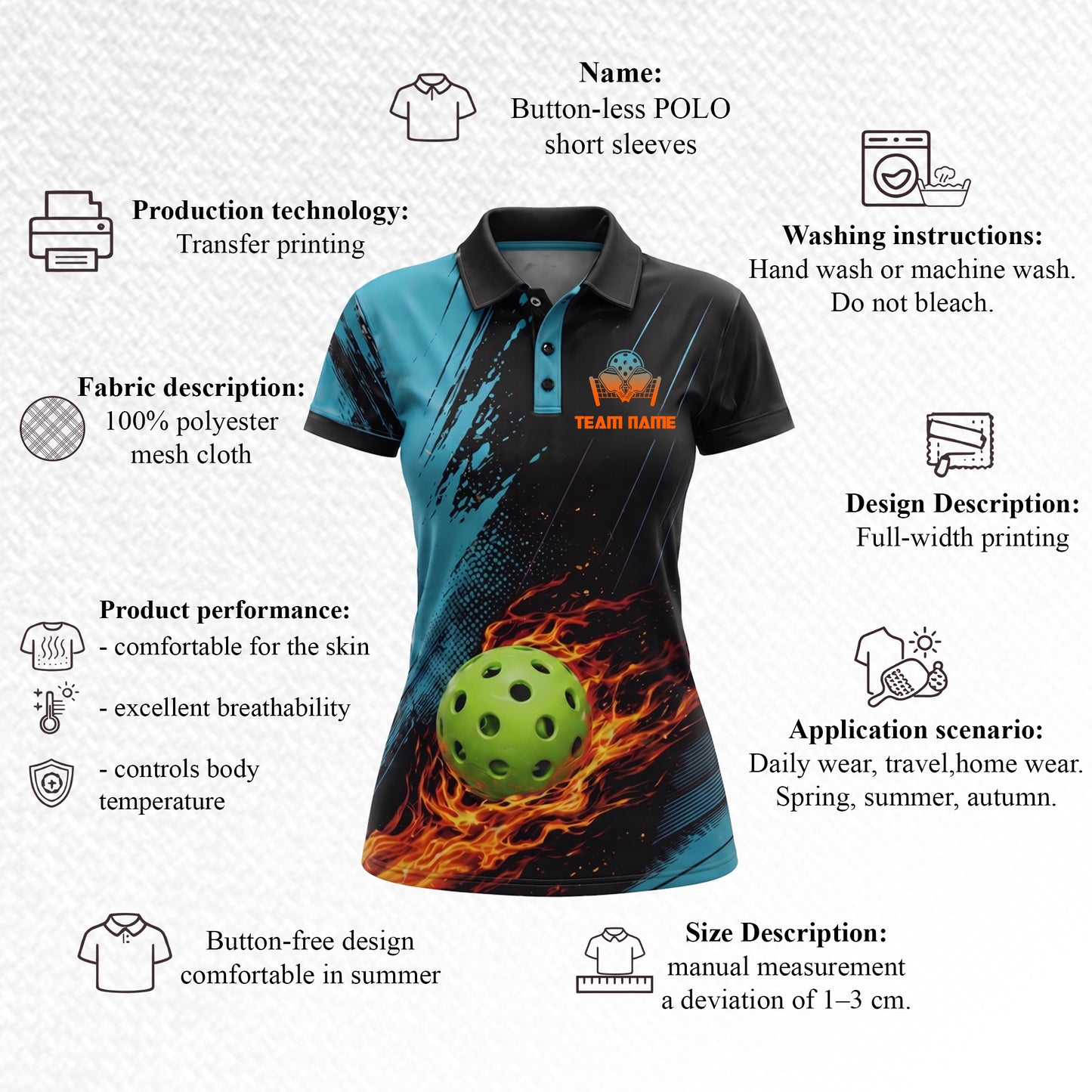 Flaming Pickleball Polo Shirt Custom Team Name