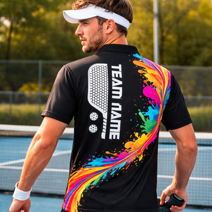 Men's Pickleball Polo Shirt Custom Name And Team