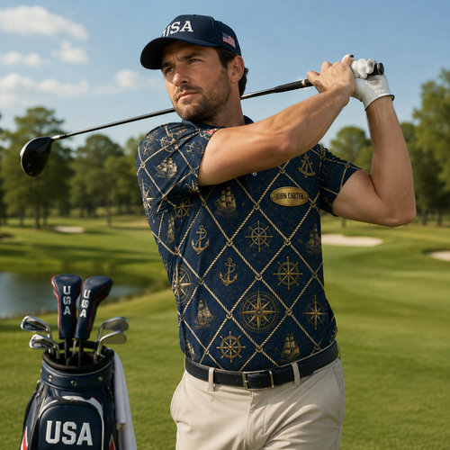 Personalized Name Golf Polo Shirt - Custom Photo All Over Print