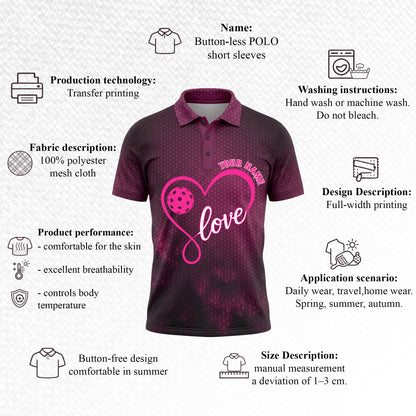 Custom Pickleball Love Polo Shirt
