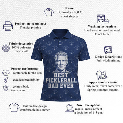 Best Pickleball Dad Ever Navy Polo Shirt for Men