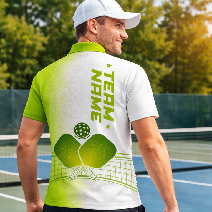 Men's Pickleball Polo Shirt Personalized Name Team