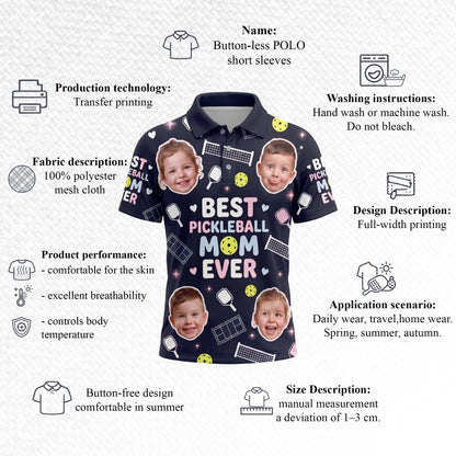 Best Pickleball Mom Ever Custom Photo Polo Women