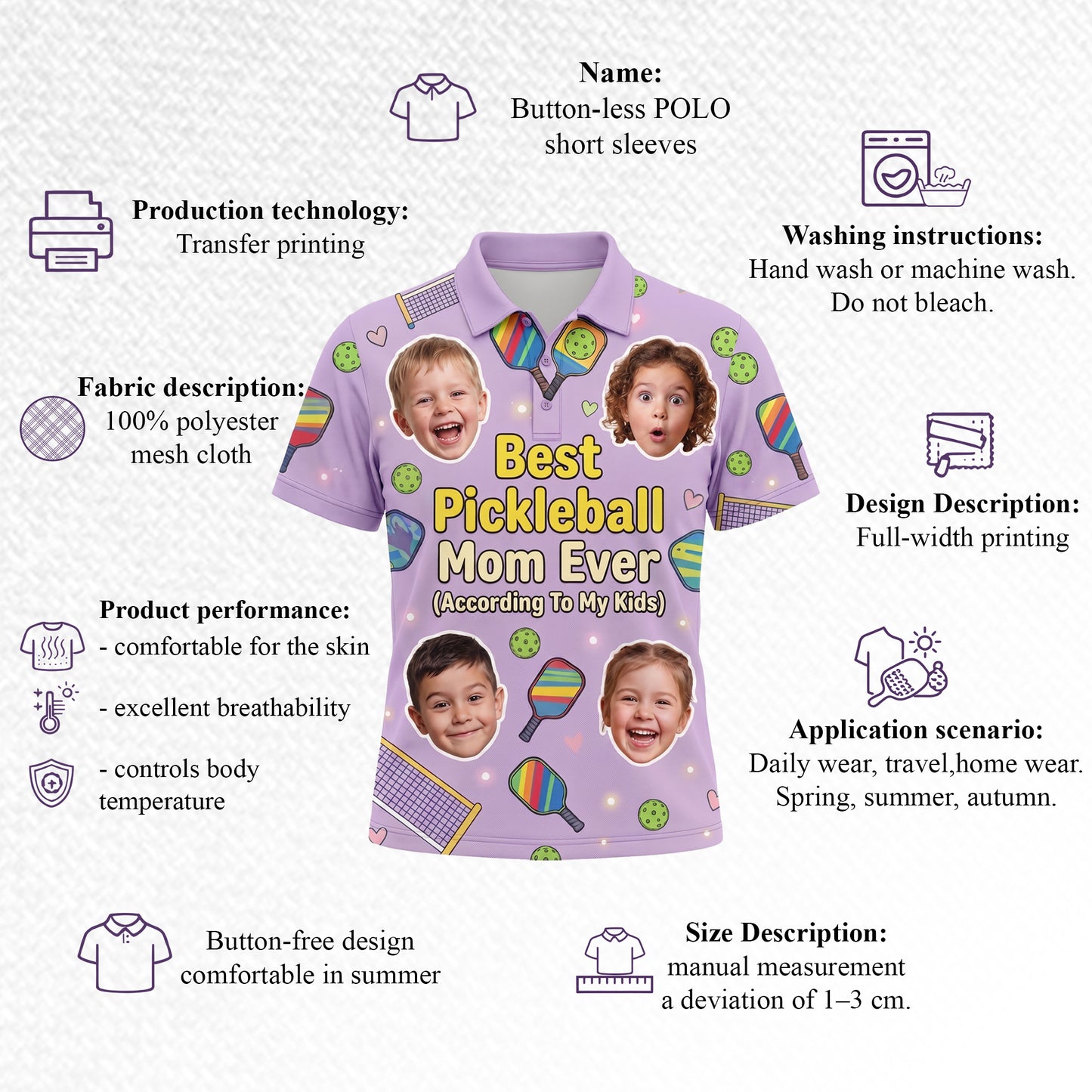 Best Pickleball Mom Custom Face Polo Shirt Women