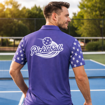 Patriotic Pickleball Polo Shirt Custom Name USA Flag Performance Short Sleeve Unisex