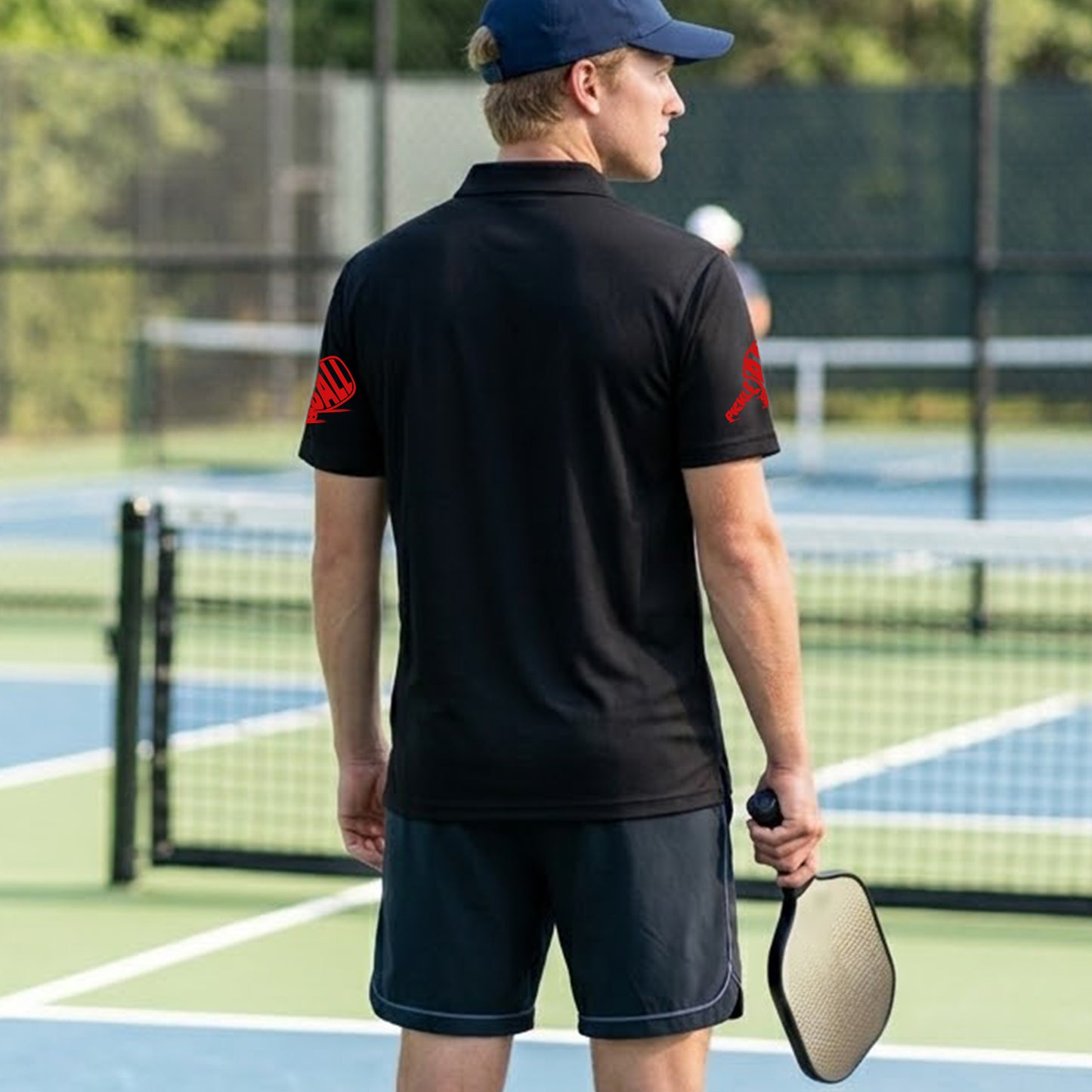 Custom Pickleball Polo Shirt Funny Fire Ball Player Graphic Personalized Name Performance Shirt