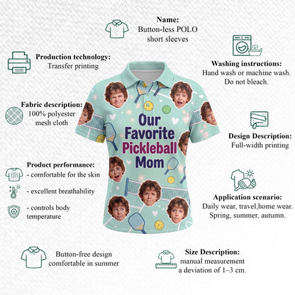 Our Favorite Pickleball Mom Custom Photo Polo Mint