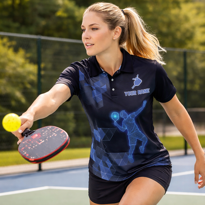 Custom Name Pickleball Polo Shirt 3D Neon Player Performance All Over Print Team Shirt