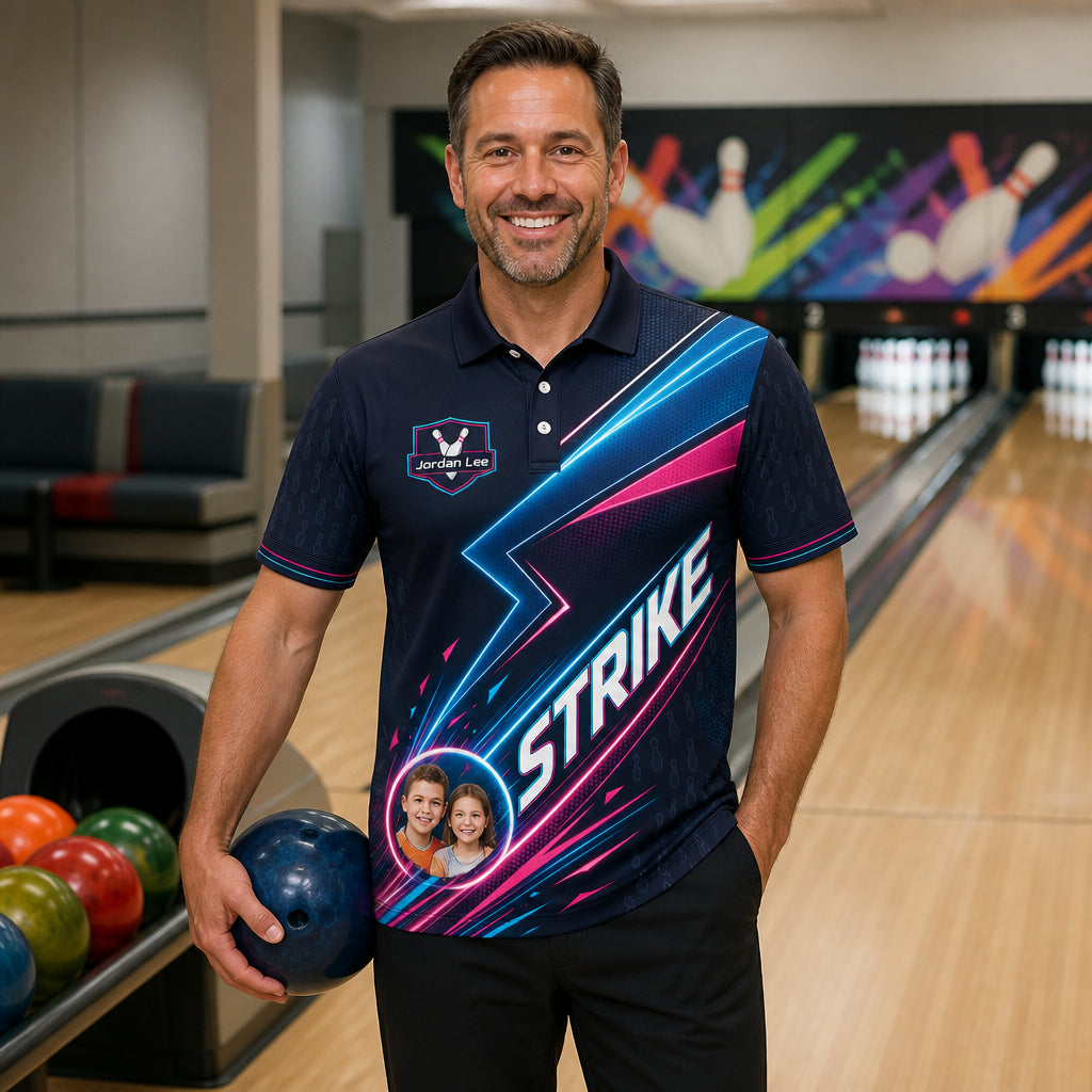 Custom Bowling STRIKE Neon AOP Polo - Lifestyle 1