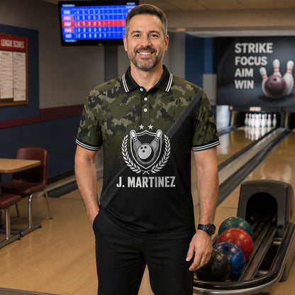 Personalized Bowling Camo Crest Polo - Lifestyle 2
