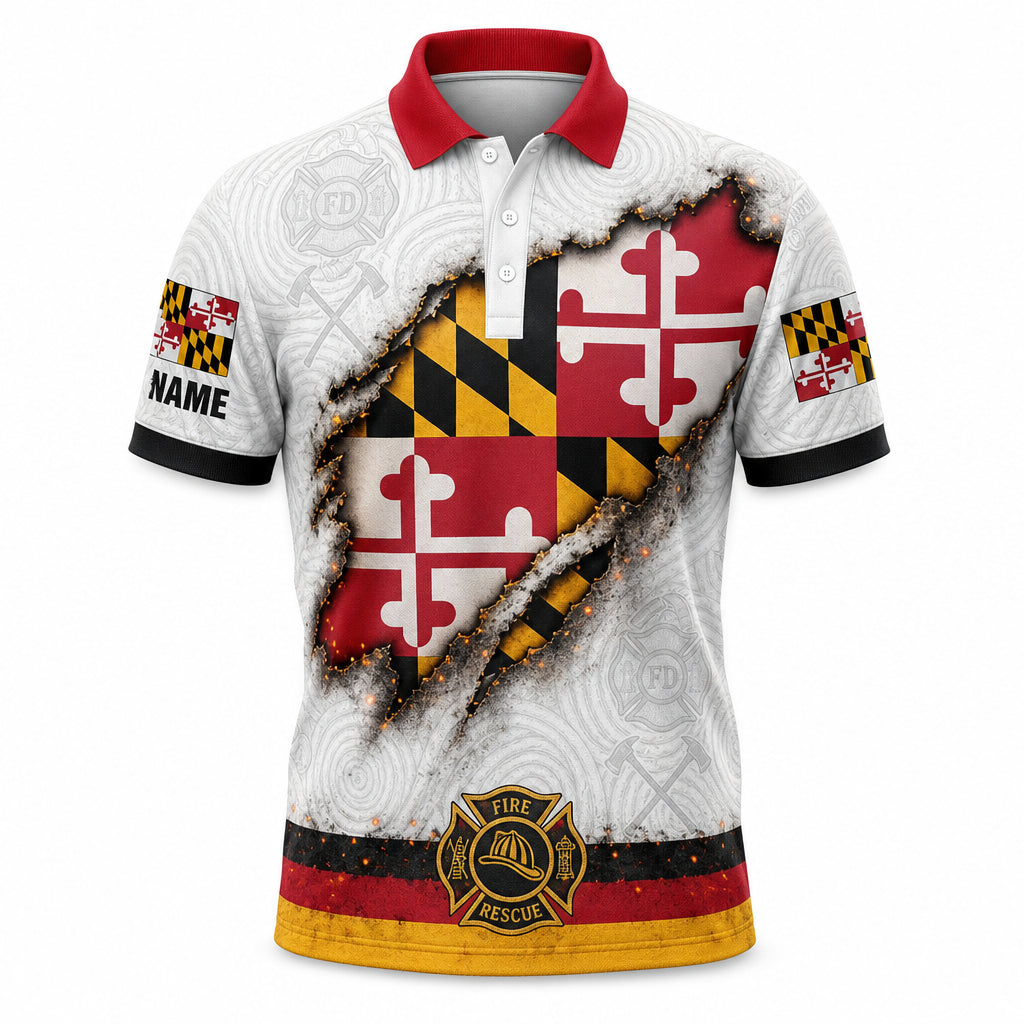 Maryland Flag Eagle Firefighter Polo - Hero