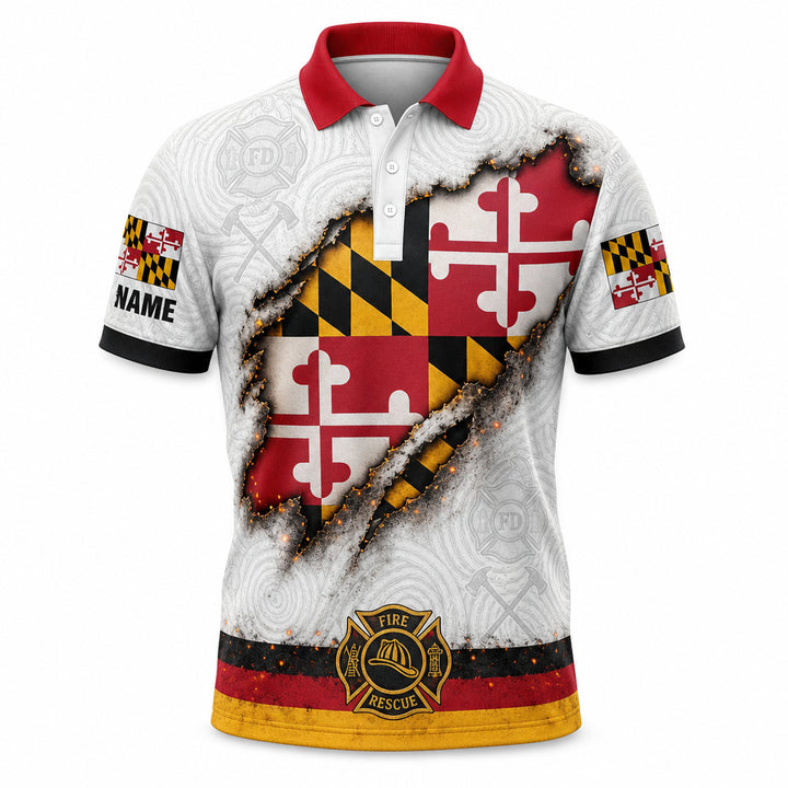 Maryland Flag Eagle Firefighter Polo - Hero